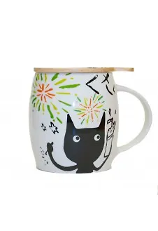 Кружка с крышкой Кошка на празднике (SN026) 2372262