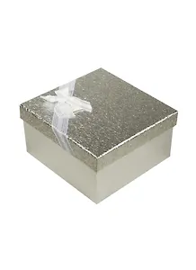 Коробка подарочная "Серебро" с сердцем 16,5*16,5*9см, декор.бант, картон, Хансибэг