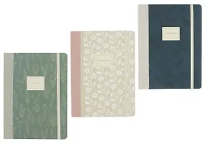 Книга для записей А5 80 листов в линейку, "Flowers" на резинке, в ассортименте