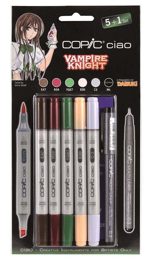 Набор маркеров Copic Ciao "Рыцарь-вампир", 5 цветов + мультилинер 0.3 мм 260036 — 1