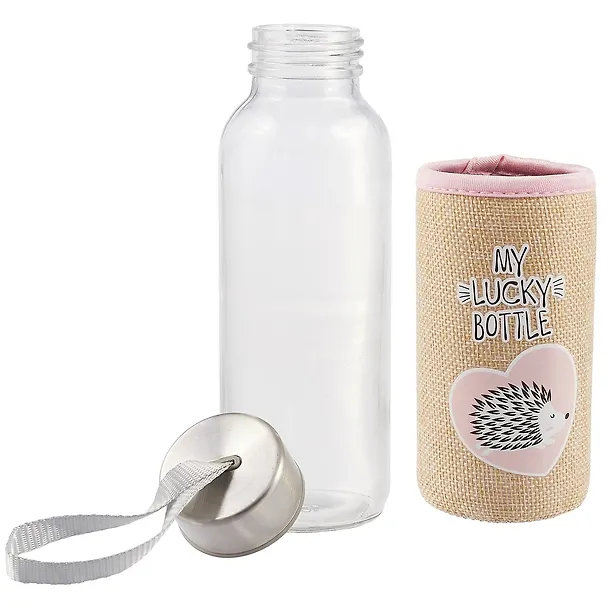 Бутылка в чехле джут Ежик My lucky bottle (стекло) (300мл) 2659730 — 2