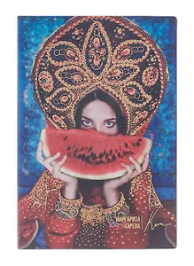 Ежедневник недат. А5 120л "Наппа. Маргарита Карева, арбуз" кожзам, мягк. переплет, тисн.фольгой, офсет, справ.мат-лы, ляссе, инд.уп