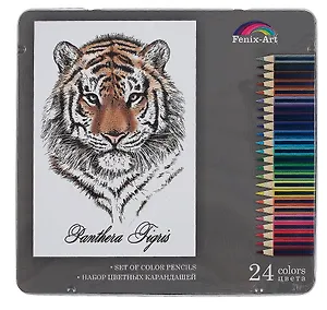 Карандаши цветные Феникс+, "Тигр", 24 цвета