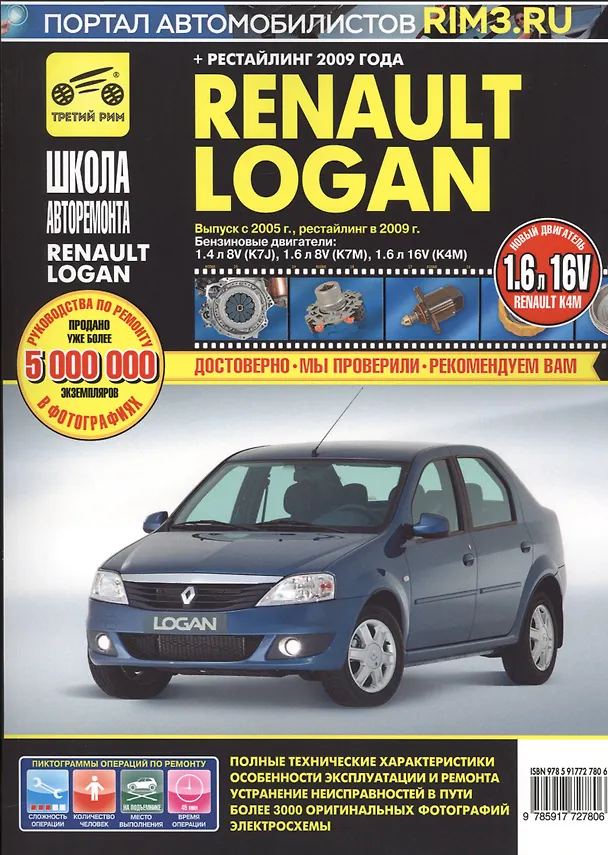Книга Renault Logan: Руководство по эксплуатации техническому обслуживанию и ремонту / в фотографиях (ч/б) (цв/сх) (мягк). Погребной С. (Третий Рим) () — 2