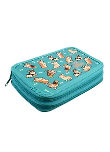 Пенал 2отд. Корги паттерн 19*11, молния, лам.картон, Оникс