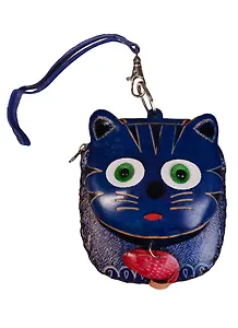 Кошелек разноцветный Кот (кожа) (11х10) (Маслов)