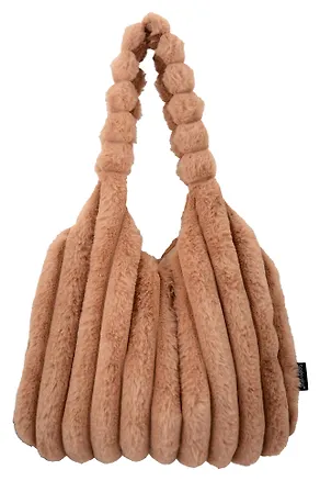 Сумка-шоппер с объёмной ручкой (бежевая) (плюш) (35х35) (12-Lanxi-A1) 3127814