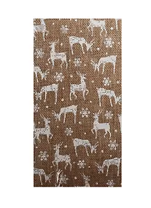 Отрез льна 48*48см, натуральный с белыми оленями (пакет) (11-00839-8)