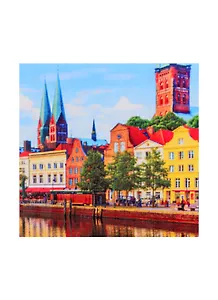 Алмазная мозаика Любек вблизи реки Траве (F2-008) (20х20см) (класс.) (квадр. стразы) (с подрамником) (полн. зап.) (23цв) (Рыжий Кот) (6+) (коробка)