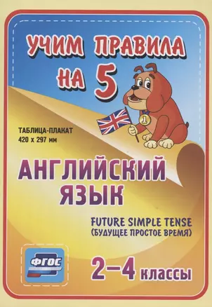 Английский язык. Future Simple Tense (будущее простое время). 2-4 классы. Таблица-плакат — 2784422 — 1