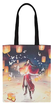 Сумка-шоппер Благословение небожителей Сань Лан (Хуа Чэн) с фонарями (цветная) (текстиль) (40х32) (СК2024-277) 3048627