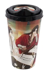 Стакан с крышкой Благословение небожителей Се Лянь и Хуа Чэн каллиграфия  (пластик) (550 мл)