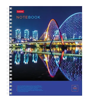 Тетрадь 100л кл. "Огни ночного города" спираль, обложка с карманом, УФ-лак 3037848