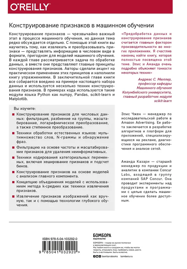 Книга Машинное обучение: Конструирование признаков. Принципы и техники для аналитиков (Элис Чжен) — 2