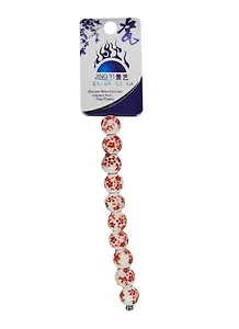 Набор для творчества Бусины керам. на силикон. нити 10шт 12мм, A13, незабудки мелкие красные