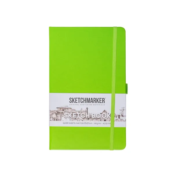Скетчбук 13*21 80л "Sketchmarker"  зеленый луг, 140г/м2, слоновая кость, тв.обл. 3012404 — 1