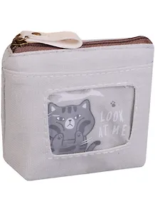Кошелек на молнии с карманом Коты 12*10см (ткань) (ПВХ бокс) 12-22120-SYS-162135
