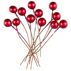 Искусственный декор Жемчужины на проволочке винные, 0,5см 12шт (ОРР)