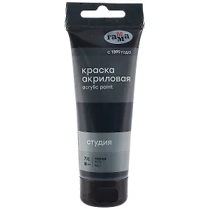 Краска акриловая художественная "Студия" 75мл, черная, Гамма