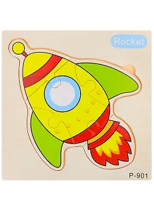 Деревянная пазл-рамка фигурная (14,5х14,5см) "РАКЕТА" Арт.AN02640