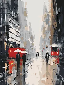 Картина по номерам 30х40 см. 30 цветов. На подрамнике. "Осень в мегаполисе"