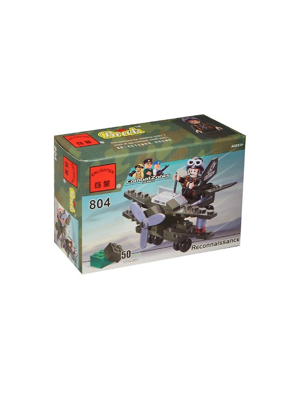 Конструктор пласт. Военный самолет с фигуркой (BRICK804) (159637) (50дет.) (6+) (коробка) (14х5х10см) (в кор. 200шт) 2455708 — 1
