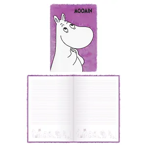 Книга для записей А5 80 листов, линейка, "Moomin" с мехом и патчем
