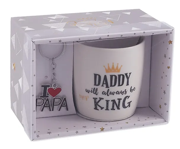Подарочный набор Кружка и брелок-I love Papa Daddy is always be a king (коробка) (керамика) (12-topsun-202409-02) 3064955 — 3