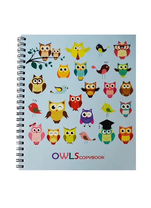 Тетрадь 48л кл. "Праздник (совы. Owls)" евроспираль, выб.лак, ассорти, Unnika 234027 — 1