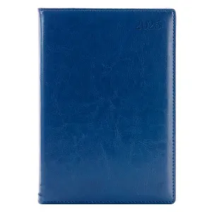 Ежедневник дат. 2025г. А5 176л "Berlin" синий, иск.кожа, тв.переплет, обл.поролон, прострочка, ляссе