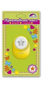 Панч-дырокол кнопочный Звезда 10мм, размер рисунка 10 мм, размер панча 33х26х32 мм, жёлтый цвет 45880