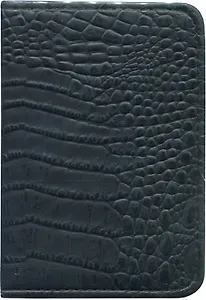 Обложка для паспорта кож/зам "Крокодил черный", J.Otten