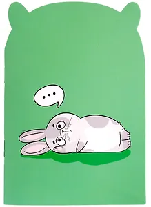 Записная книжка 120*170 32л "ЗАДУМЧИВЫЙ ЗАЯЦ" фигурная вырубка, карт.обл., мат.ламинация, скоба