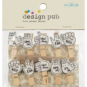 Прищепки декоративные с веревкой 10 шт. Рука