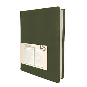 Ежедневник недат. А5 136л "MAPLE" оливковый, 7Б, иск.кожа, обл.поролон, тв.переплет, тонир.блок, скругл.углы, ляссе, инд.уп