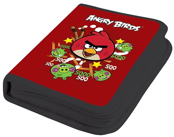 Пенал школьный 1отд. "ANGRY BIRDS" 19*14,5*2,5см, прямоугольный, c наполнением (17 предметов), голубой, Angry birds 229212 — 1