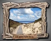 Сувенирный магнит Куршская коса у моря (Калининград) (дерево) (9х7) (Ккум2)