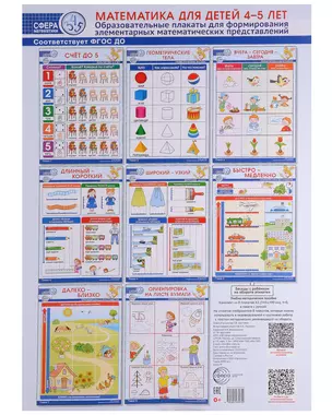Математика для детей 4–5 лет. Образовательные плакаты для формирования элементарных математических представлений — 3018407 — 1