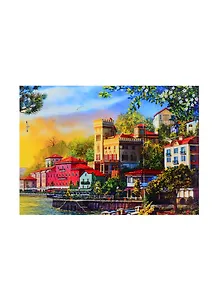 Алмазная мозаика ТМ Рыжий кот, Прибрежный городок в лучах солнца, квадратная 22x32(класс.) с подр.,полн.зап. (30цв.) F3-014