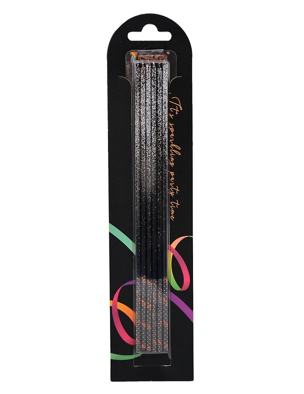 Набор свечей для торта Black Silver (черные с серебром) (6шт) (15см) (12-7color-candle_22) 3106246 — 1