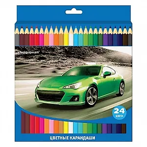 Карандаши цветные 24цв "Машины" шестигранные, к/к, подвес, schoolФОРМАТ