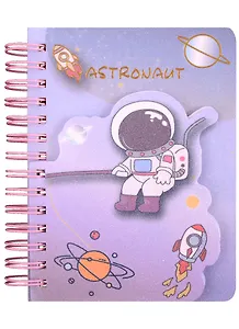 Записная книжка 90*130 90л "Astronaut" карт.обл., фигурн.вырубка, спираль, инд.уп., ассорти