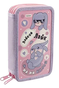 Пенал 2 отделения "Зайчонок" 19*11 см, молния