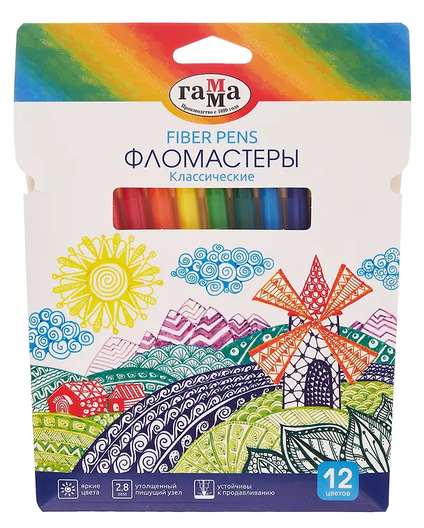 Фломастеры «Классические» ГАММА, 12 цветов 3112555 — 1
