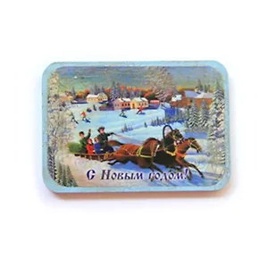 Магнит в ретро стиле "С Новым годом!". Декупаж, кракелюр. Размер 7*10 см. (2014-47)