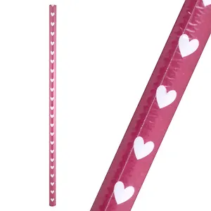 Бумага упаковочная 70*100см "Сердечки на бордовом" глянц., инд.уп.