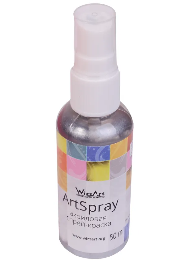 ArtSpray Акриловая спрей-краска Серебро светлое (SM12) (флакон) (50мл) (WizzArt) 2592615 — 3
