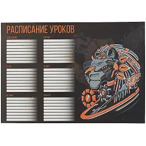 Расписание уроков А4 "КИБЕР ЛЕВ" полноцв. печать, выб.УФ-лак, мел.картон 235 г/м?