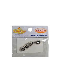 Фурнитура металл бусина Череп серебро (00009406) (4шт) (13х10х6мм) (11г) (упаковка)