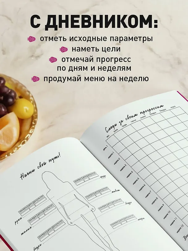 Книга для записей "Дневник питания и тренировок 12 недель на пути к себе", А5, 64 листа 3150375 — 5